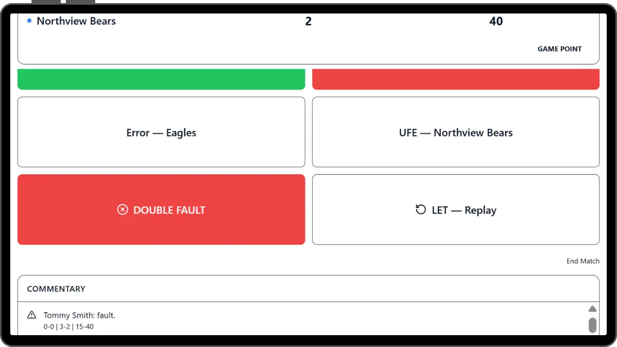 Live match scoring dashboard